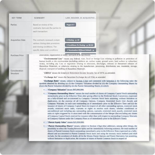 Key term table with source document traceability